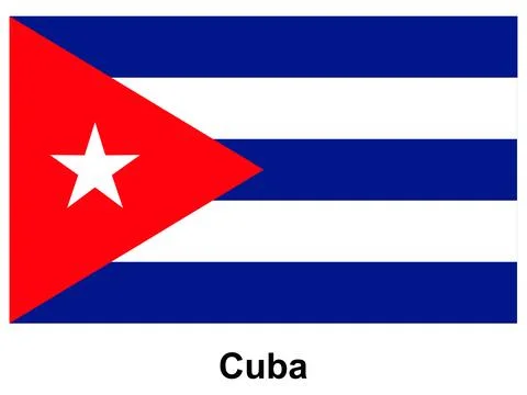 Vibrant Cuban Flag with Red Triangle and White Star on Bright Blue Stripes Stock Illustration