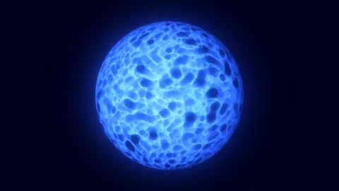 Vibrant cyan energy sphere with smooth plasma texture and luminous glow in .. Stock Footage 336118932