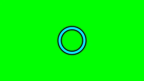 A vibrant cyan ring centered against a solid bright green background screen Stock Footage 340266238