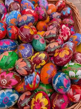 Vibrant Czech Hand-Painted Easter Eggs Stock Photos