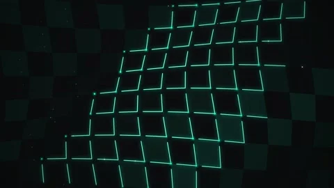 Vibrant dark green digital checkered pattern background motion loop Stock Footage 346003186
