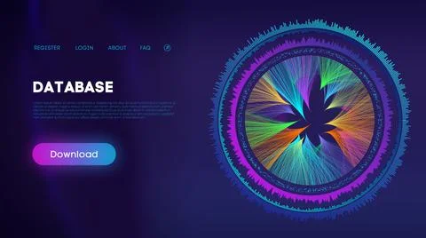 Vibrant Database Wheel Chart on Ultraviolet Background Stock Illustration