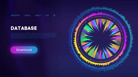 Vibrant Database Wheel Chart on Ultraviolet Background Stock Illustration