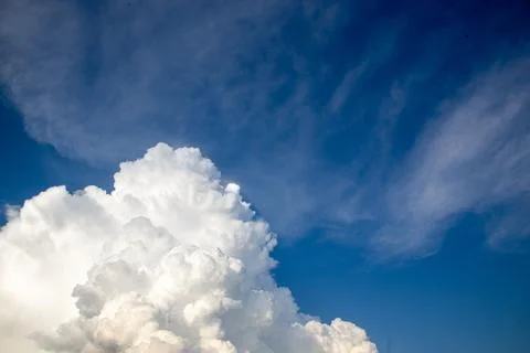 Vibrant daytime sky with fluffy clouds Stock Photos