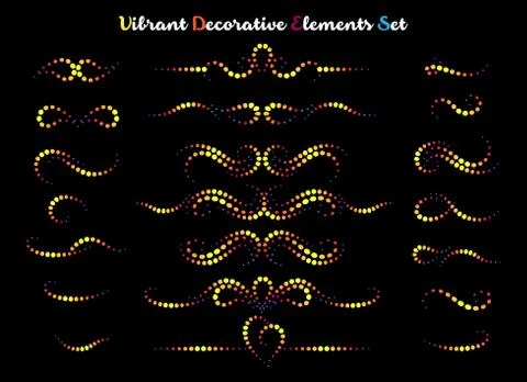 Vibrant Decorative Elements Set Stock Illustration