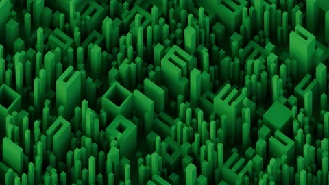 A vibrant, deep green abstract pattern composed of repeating geometric shapes su Stock Footage 340238420