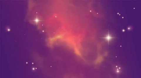 Vibrant Deep Space Galaxy Nebula Vector Background with Glowing Red Orange イラスト素材