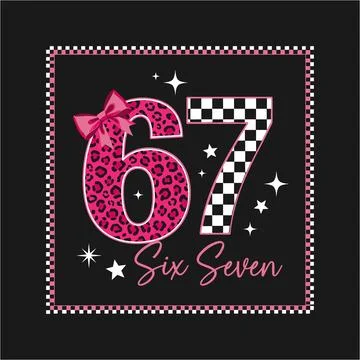 A vibrant design featuring the number sixty seven adorned with pink leopard.. イラスト素材