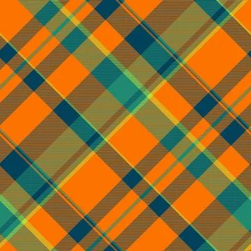 Vibrant diagonal plaid pattern in bold orange, teal, and olive green.  Perfec Stockillustratie
