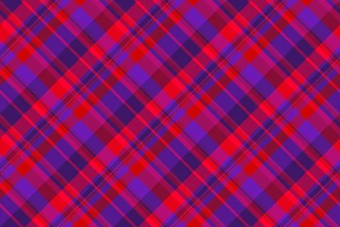 Vibrant diagonal plaid pattern in bold red and purple hues. Perfect for fashi Stock Illustration
