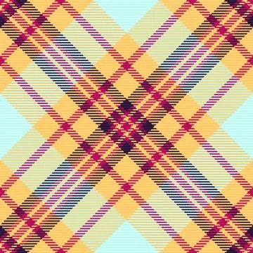 A vibrant diagonal plaid pattern featuring intersecting golden yellow, deep.. Stock Illustration