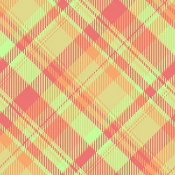 Vibrant diagonal plaid pattern in pastel coral, peach, and lime green.  Per.. Stock Illustration