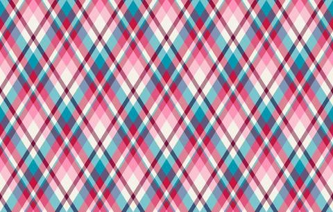 Vibrant diagonal plaid pattern in pink, teal, and purple hues. Perfect for te Stock Illustration