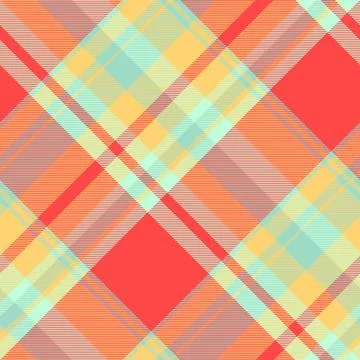 Vibrant diagonal plaid pattern in red, yellow, and mint green.  Perfect for t Stock Illustration