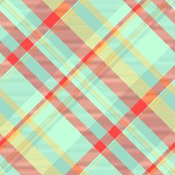 Vibrant diagonal plaid pattern in red, mint green, and gold.  Perfect for fas Stock Illustration