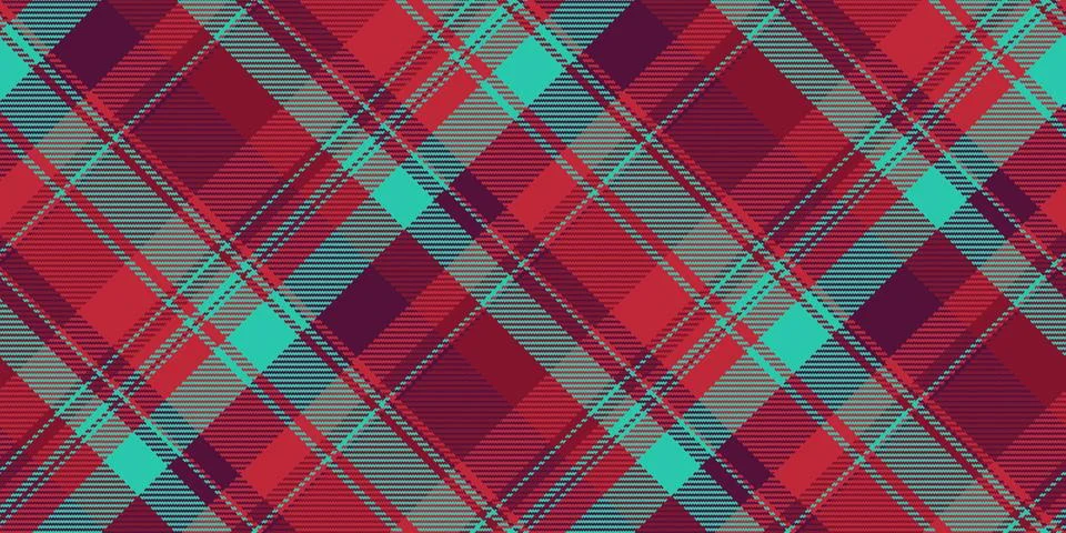 Vibrant diagonal plaid pattern in red, maroon, and teal.  Perfect for textile イラスト素材