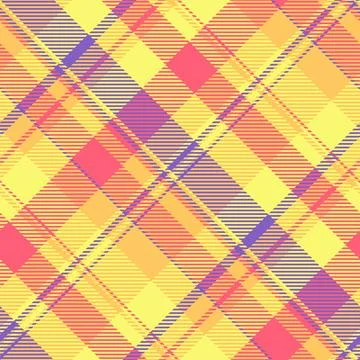 Vibrant diagonal plaid pattern in sunny yellow, coral, and lavender hues.  Pe Illustrazione stock