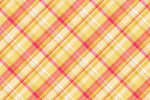 Vibrant diagonal plaid pattern in sunny yellow, coral pink  white.  Perfect f 스톡 일러스트