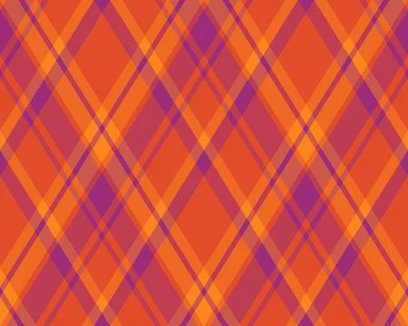 Vibrant diagonal plaid pattern in sunset orange and purple hues.  Perfect for Stock Illustration
