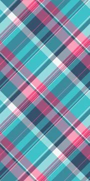 Vibrant diagonal plaid pattern in teal, pink, and purple hues.  Perfect for t Stockillustratie