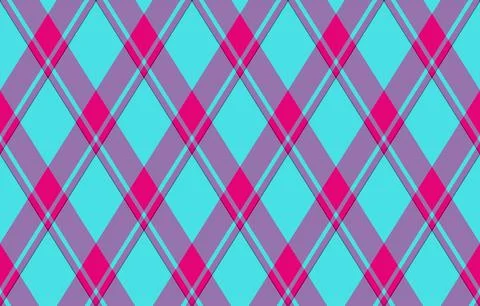 Vibrant diagonal plaid pattern in teal, purple, and pink.  Perfect for textil 스톡 일러스트