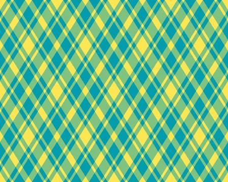 Vibrant diagonal plaid pattern in teal and yellow.  Perfect for textile desig 스톡 일러스트