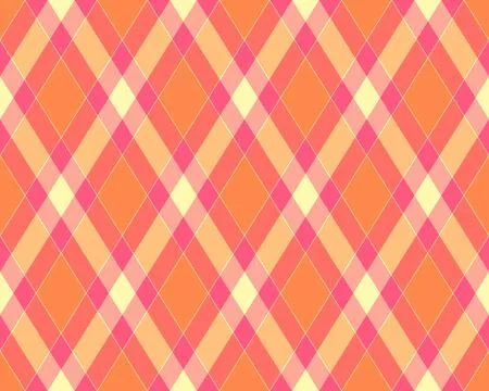 Vibrant diagonal plaid pattern in warm coral, peach, and cream.  Perfect for  스톡 일러스트