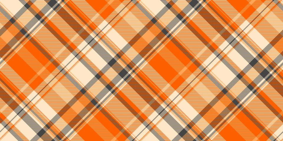 Vibrant diagonal plaid pattern in warm orange, peach, and gray tones. Perfect 스톡 일러스트