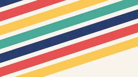Vibrant diagonal striped pattern with red yellow teal blue black Stock Illustration