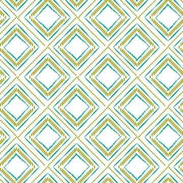 A vibrant diamond pattern in green and yellow on a clean white background Stock Illustration