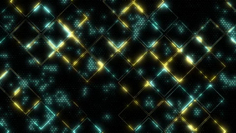 Vibrant diamond pattern yellow and blue lines on black background Stock Footage 278071108