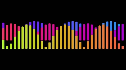 Vibrant Digital Audio Equalizer Bars Moving Up and Down on a Dark Backgroun.. Stock Footage 339116475