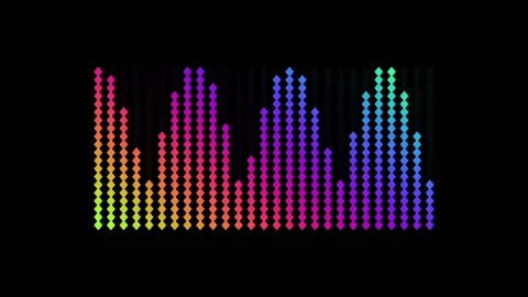 Vibrant digital audio equalizer display with colorful diamond shapes pulsat.. Stock-Footage 339161434