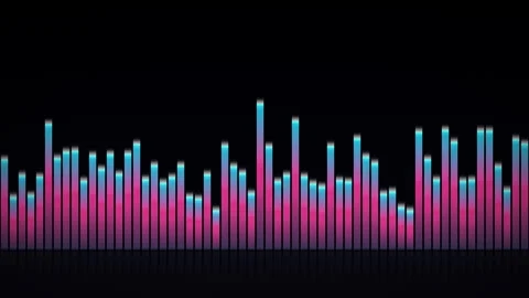 A vibrant digital audio equalizer displays dynamic sound waves with colorful Stock Footage 344241367