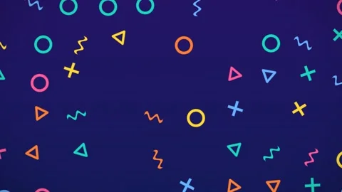 A vibrant digital background featuring colorful geometric shapes like circl.. Stock Footage 347465501