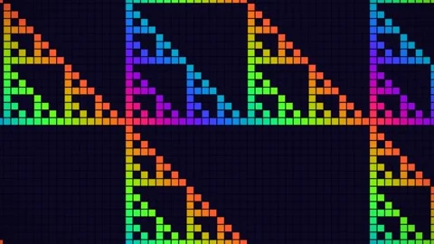 A vibrant digital background featuring a repeating fractal pattern composed.. Stock Footage 347465500