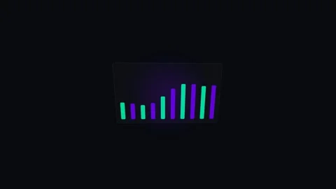 A vibrant digital bar graph showing upward growth against a dark background Vídeos de archivo 338312036