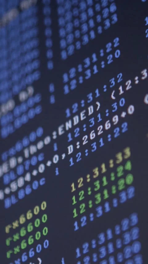 Vibrant Digital Code Display on Screen for Data Analysis Stock Footage 323154161