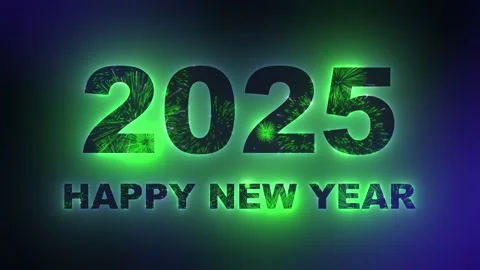 Vibrant digital countdown to New Year 2025, glowing green and blue Vídeos de archivo 285255390