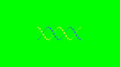 A vibrant digital dna double helix structure isolated on a bright green bac.. Stock Footage 340903536