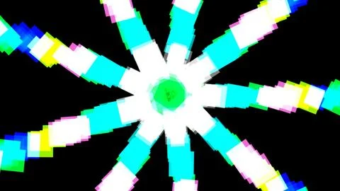 Vibrant digital explosion of abstract geometric shapes and glitch effects Stock Illustration