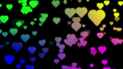Vibrant digital featuring colorful floating hearts animation Vidéo 335587566