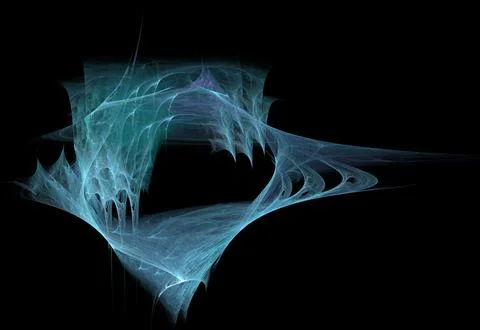 Vibrant digital fractal art featuring glowing blue, cyan, and golden light tr Stock Illustration