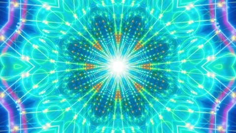 Vibrant digital fractal pattern animation with neon lights Video stock 337446573
