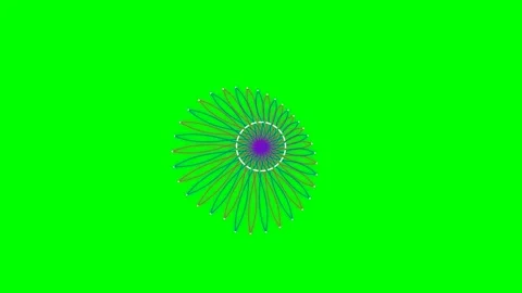 A vibrant digital mandala pattern rotating against a solid green background 스톡 동영상 340903689