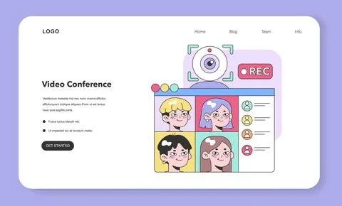 Vibrant digital meeting platform. Flat vector illustration. Stock Illustration