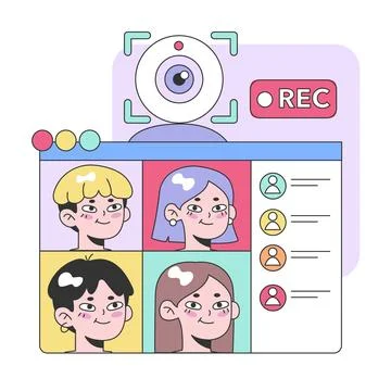 Vibrant digital meeting platform. Flat vector illustration. Stock Illustration