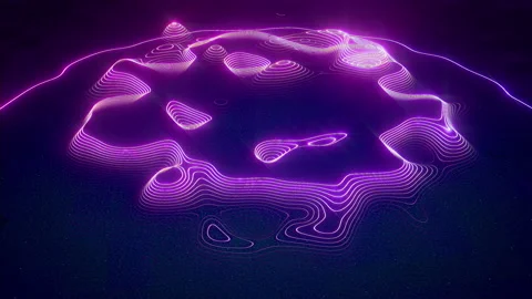 Vibrant Digital Mountain Wireframe Of Electric Contours 01 4K Stock Footage 328138901