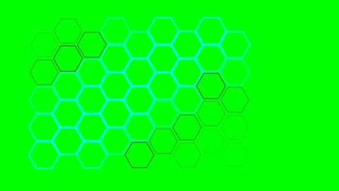 A vibrant digital network display featuring glowing cyan hexagonal patterns Stock Footage 340267107