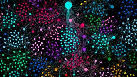 Vibrant digital network of interconnected nodes, visualizing complex data and 스톡 동영상 346006396